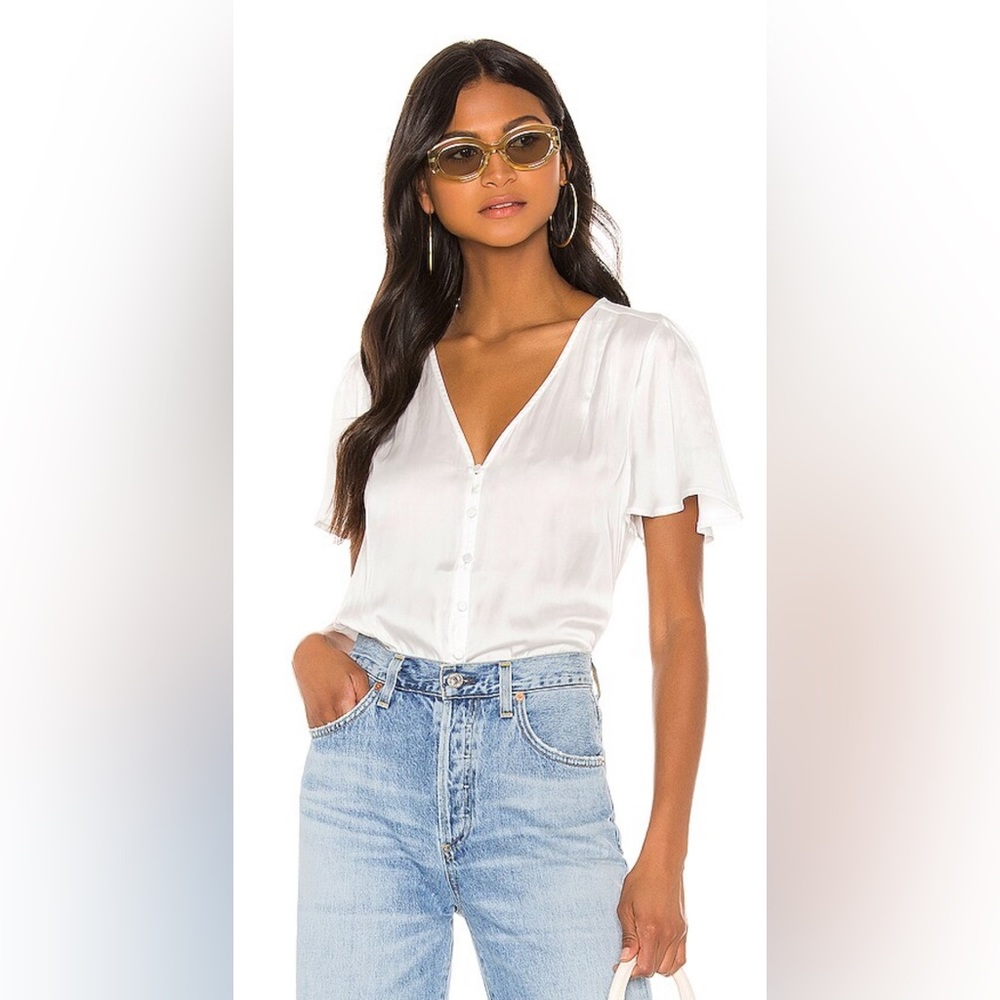 PAIGE short sleeved white blouse Kelly Size Medium